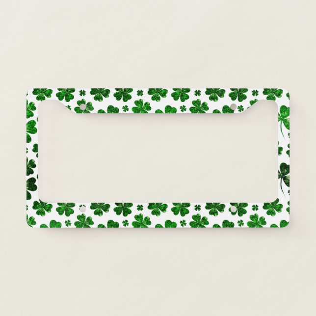 Lucky Emerald Clover License Plate Frame (Front)
