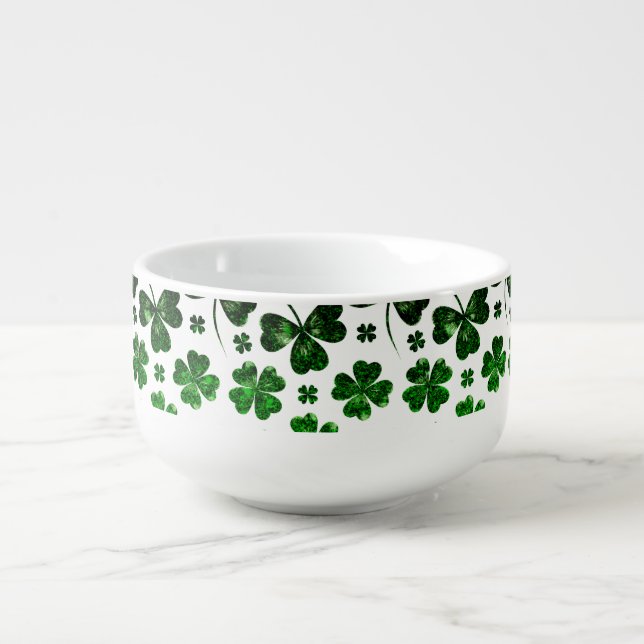 Lucky Emerald Clover Soup Bowl (Front)