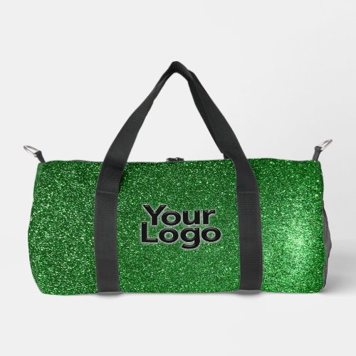 Lucky Emerald Green Glitter Luxury Business Logo  Duffle Bag