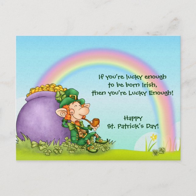 Lucky Enough Leprechaun - Customize Postcard (Front)