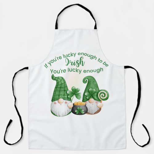 Lucky Enough to Be irish Cute Gnome Apron