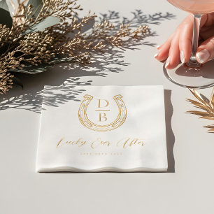 Lucky Ever After Classy Horseshoe Monogram Wedding Foil Napkins