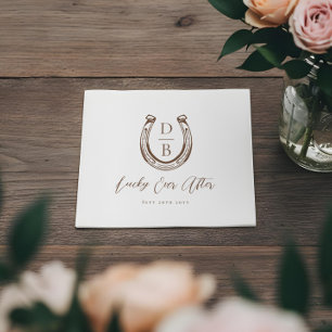 Lucky Ever After Classy Horseshoe Monogram Wedding Napkins