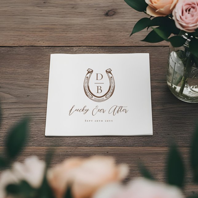 Lucky Ever After Classy Horseshoe Monogram Wedding Napkins (Lucky Ever After Classy Horseshoe Monogram Wedding Napkins)