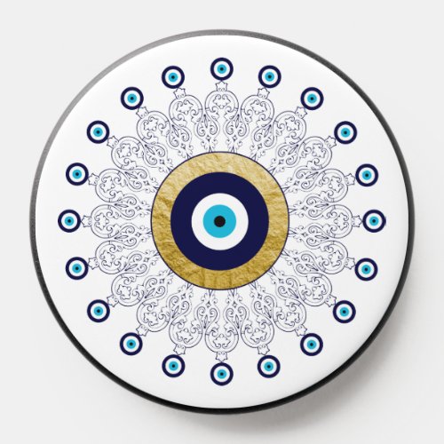 Lucky Evil Eye Blue and White Mandala PopSocket