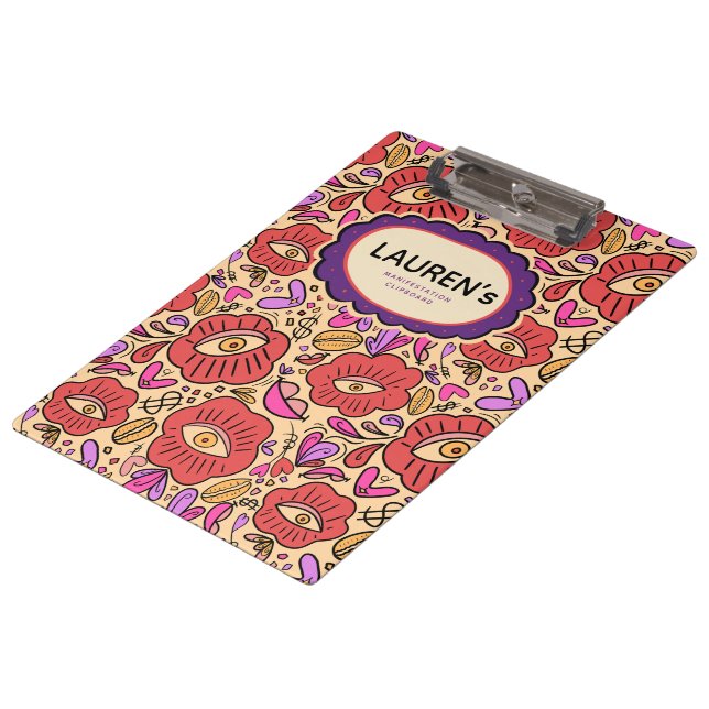Lucky Eye Floral Pattern Clipboard (Angled)
