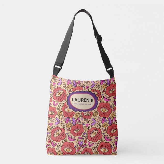 Lucky Eye Floral Pattern Crossbody Bag (Front)