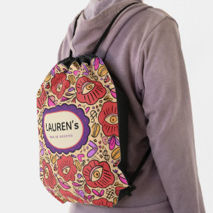 Lucky Eye Floral Pattern Drawstring Bag
