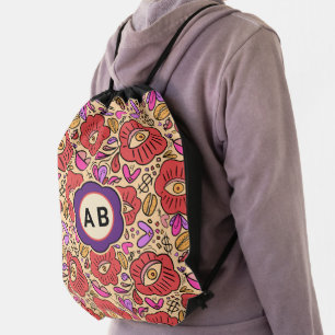 Lucky Eye Floral Pattern Drawstring Bag