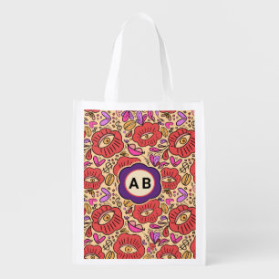 Lucky Eye Floral Pattern Grocery Bag