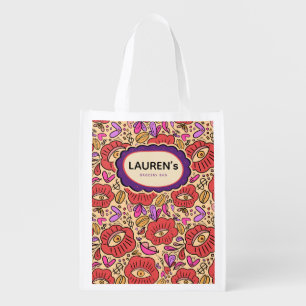 Lucky Eye Floral Pattern Grocery Bag