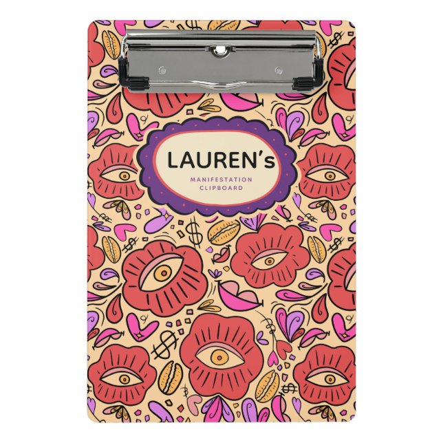Lucky Eye Floral Pattern Mini Clipboard (Front)