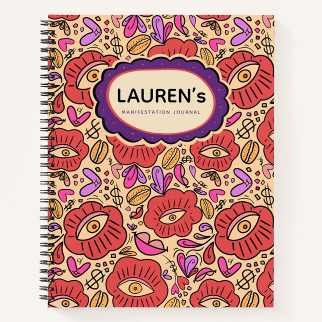 Lucky Eye Floral Pattern Spiral Notebook (Front)