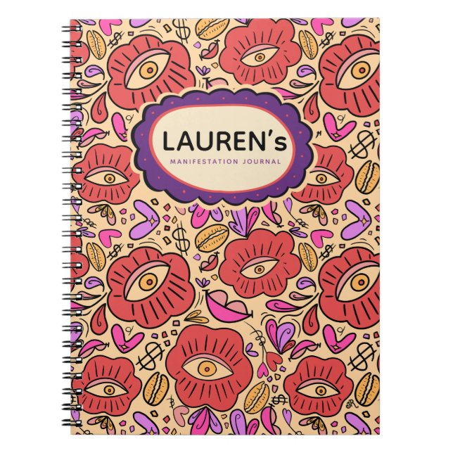 Lucky Eye Floral Pattern Spiral Photo Notebook (Front)