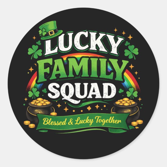 Lucky Family Squad Classic Round Sticker (Front)
