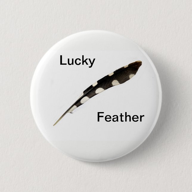 Lucky Feather Badge Pinback Button (Front)