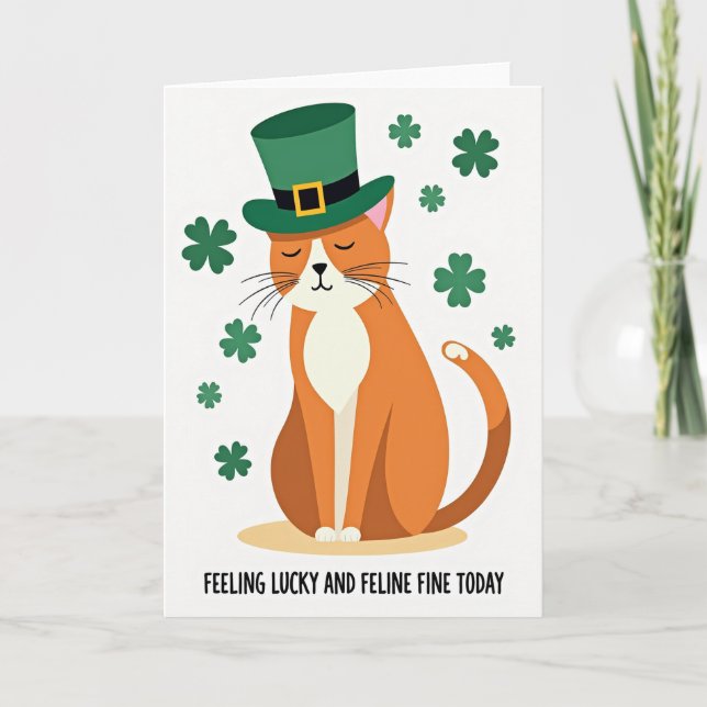 Lucky Feline St Patricks Day Card (Front)