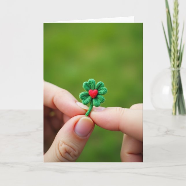 Lucky Felt Clover Heart Card (Front)
