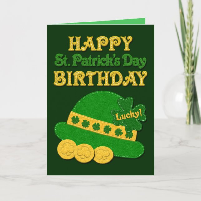 Lucky Felt Hat | St. Patrick's Day Card (Front)