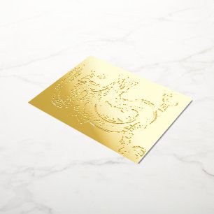Lucky Feng Shui Golden Wealth Dragon Foil Invitation Postcard