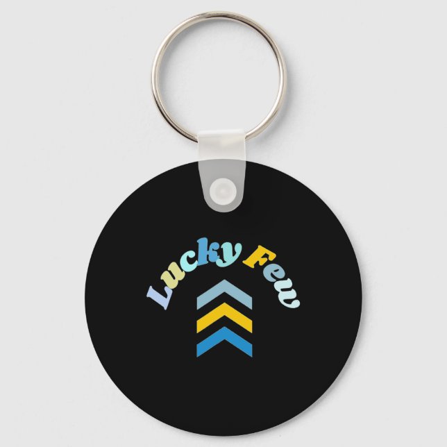 Lucky Few T21 Down Syndrome Awareness Yellow Blue  Keychain (Front)