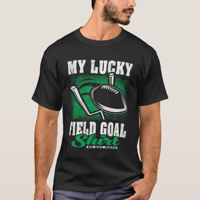 Lucky Field Goal  Football Fan Kicker T-Shirt (Front)