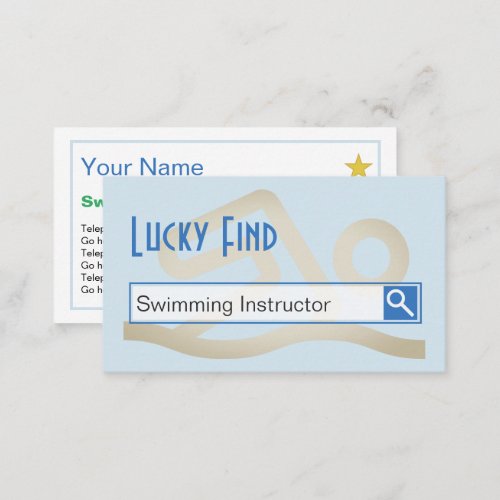 Lucky Find Swimming Instructor Business Cards