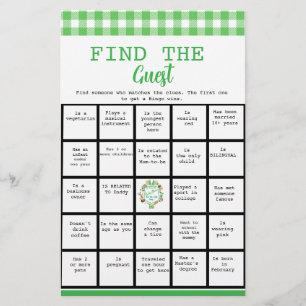 Lucky Find the Guest Bingo Baby Shower Game Flyer