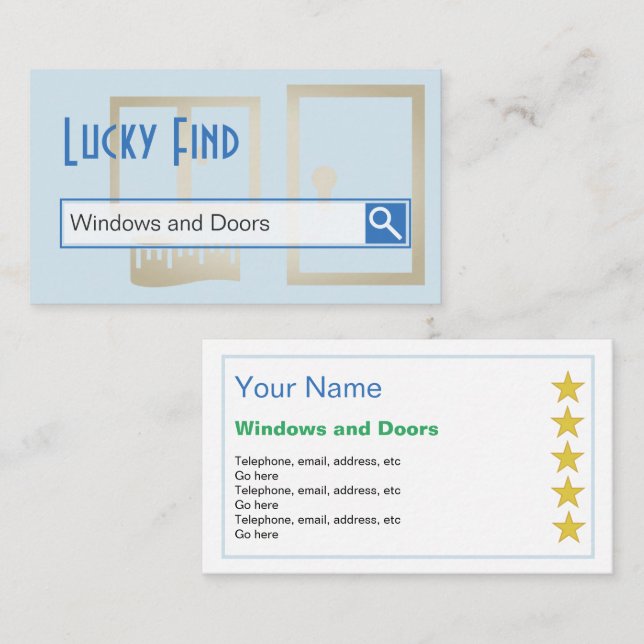 "Lucky Find" Windows and Doors Business Cards (Front/Back)
