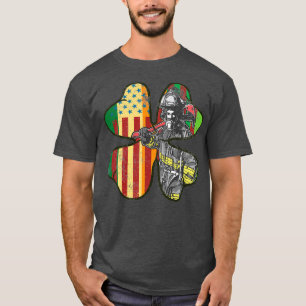 Lucky Firefighter Four Leaf Clover St Patricks Da T-Shirt