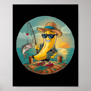 Lucky Fishing Funny Banana Humor Poster