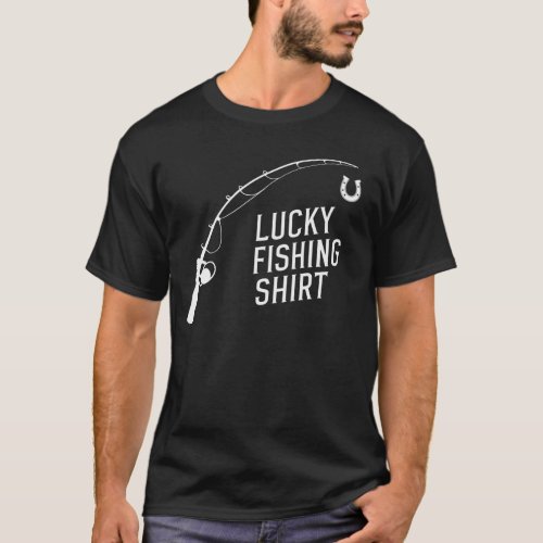 Lucky Fishing Shirt with Horseshoe and Fishing Rod