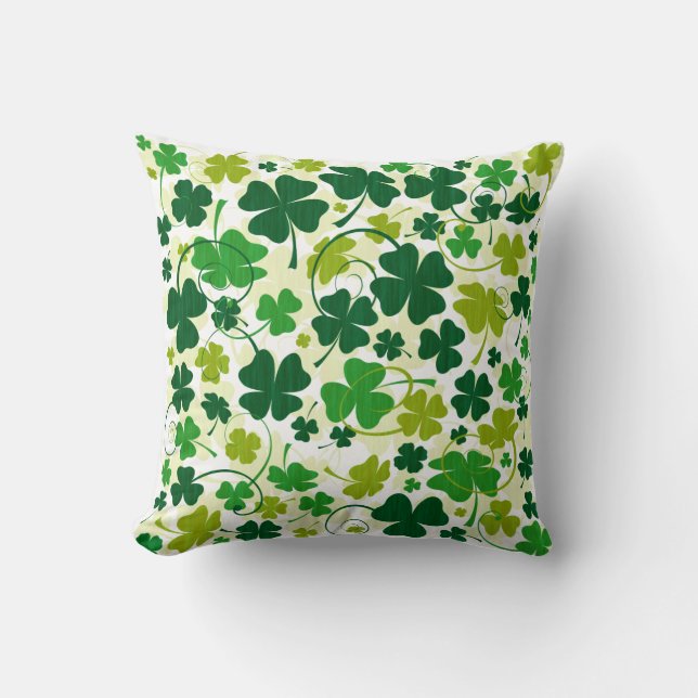Lucky Floral Clovers Throw Pillow (Front)