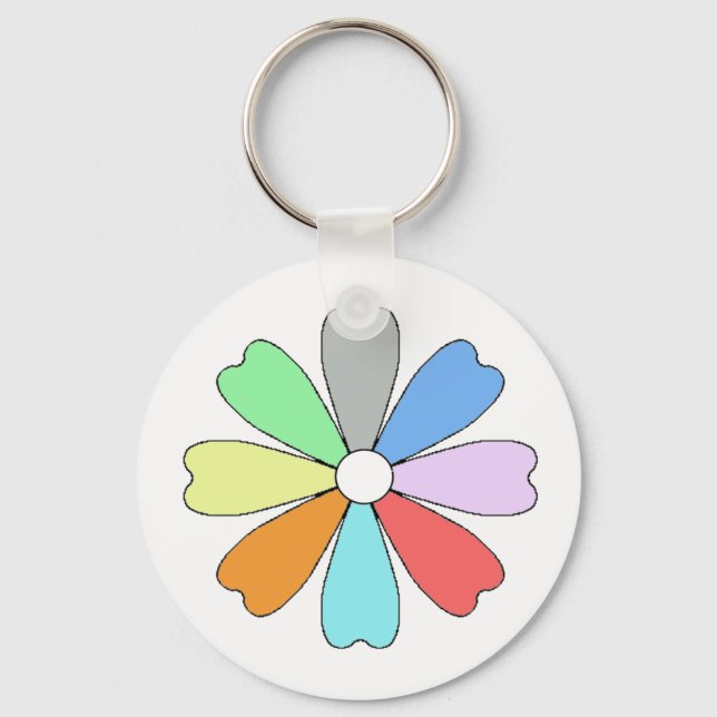Lucky Flower Button Keychian Keychain (Front)