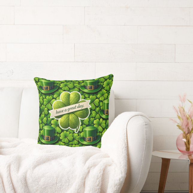 Lucky for leaf clover Saint Patrick's Day have a g Throw Pillow (Couch)