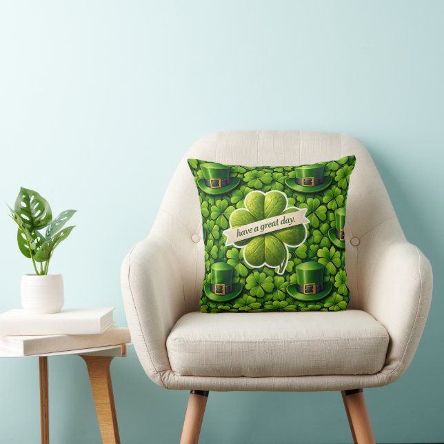 Lucky for leaf clover Saint Patrick's Day have a g Throw Pillow (Chair)