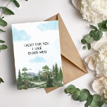 Lucky for You I Like Older Men Birthday Card<br><div class="desc">Surprise him on his birthday with this beautiful birthday card. The mountain forest scenery and beautiful sky design will transport him to a peaceful and serene place, while the message inside will make him feel loved and cherished. 'Lucky for you, I like older men' is the perfect way to express...</div>