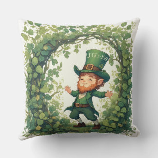 Lucky Forest Woodland Magical Leprechaun Nursery  Throw Pillow