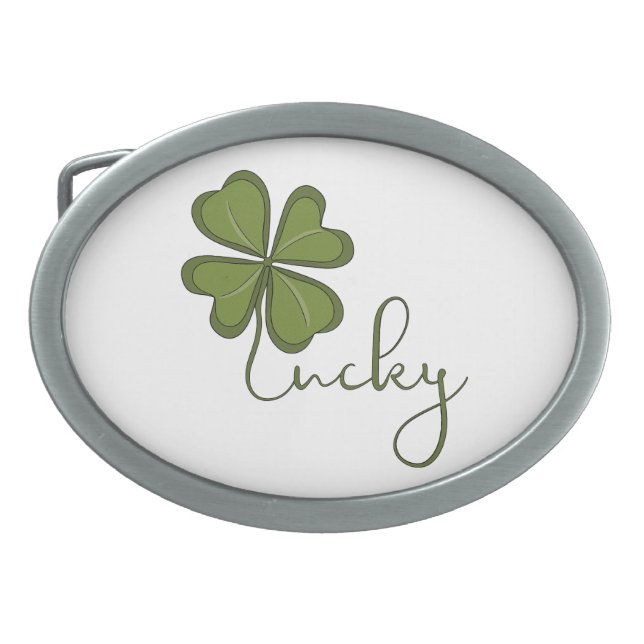 Lucky Four Leaf Clover Belt Buckle (Front)