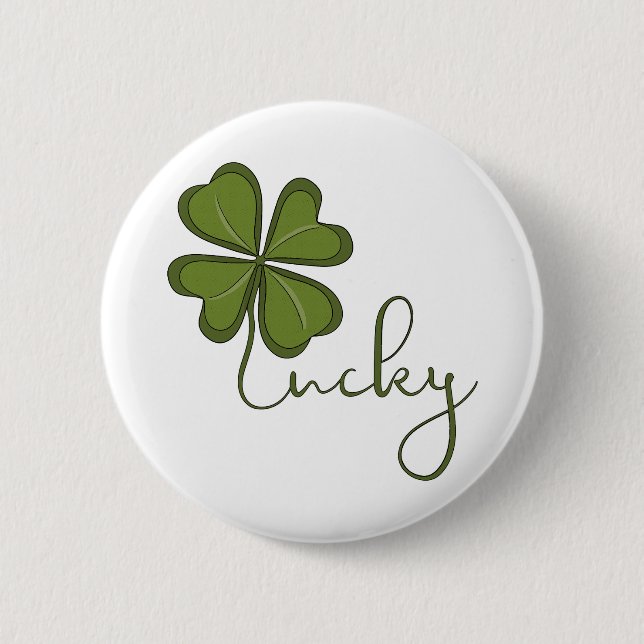 Lucky Four Leaf Clover Button (Front)