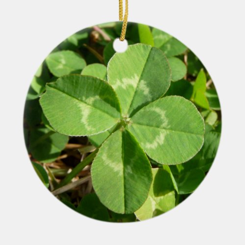 Lucky Four Leaf Clover Ceramic Ornament