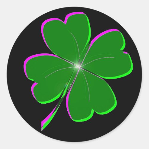 Lucky Four Leaf Clover  Classic Round Sticker