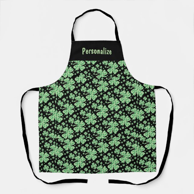 Lucky Four Leaf Clover Cooking Barbeque Apron (Front)