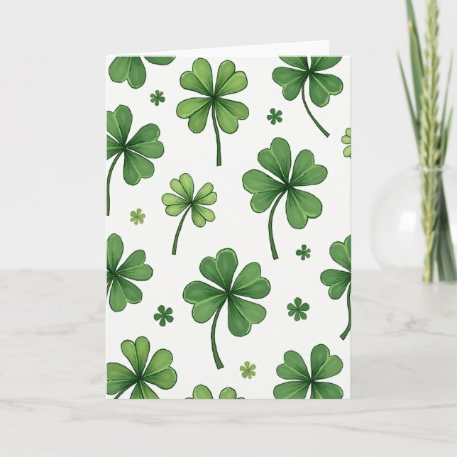 Lucky Four Leaf Clover Design Card (Front)