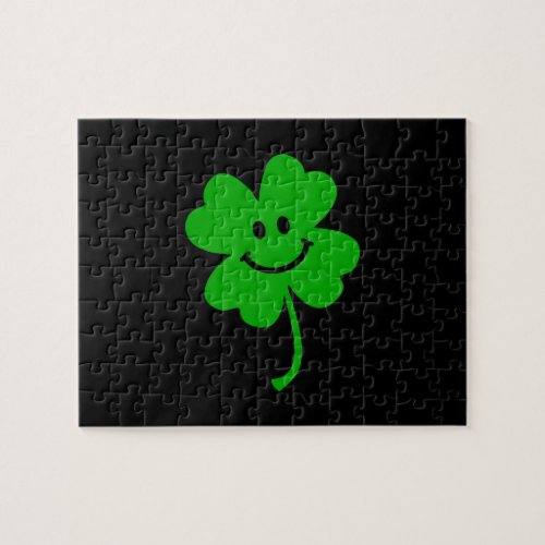 Lucky four leaf clover face jigsaw puzzle