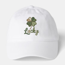 Lucky Four Leaf Clover Faux Patchwork Hat Cap