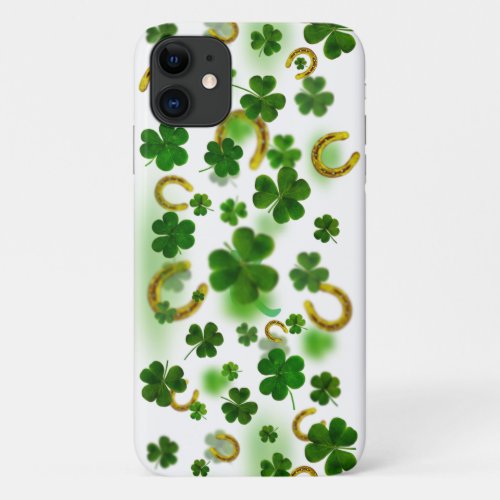 Lucky Four Leaf Clover Gold Horseshoe Trendy iPhone 11 Case