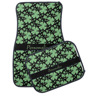 Lucky Four Leaf Clover Good Luck Personalize Car Floor Mat