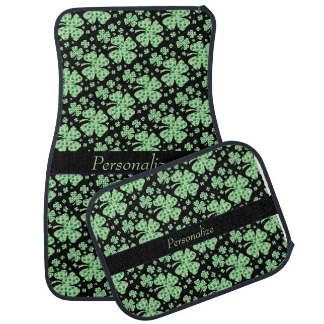 Lucky Four Leaf Clover Good Luck Personalize Car Floor Mat (Set)