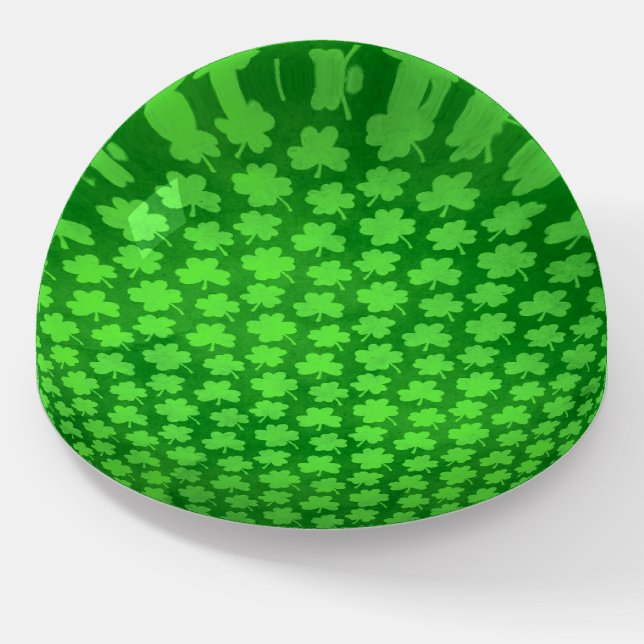 Lucky Four Leaf Clover Green Irish St. Paddy Paperweight (Angled)